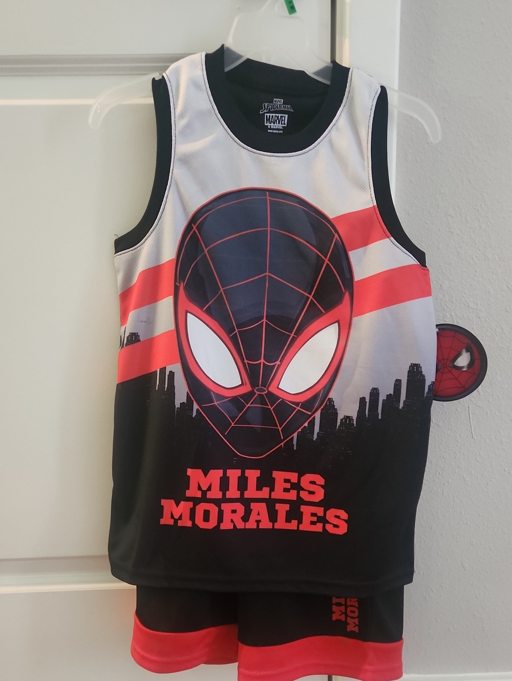 Marvel Miles Morales Tank Top & Shorts Set - Black, White, Red